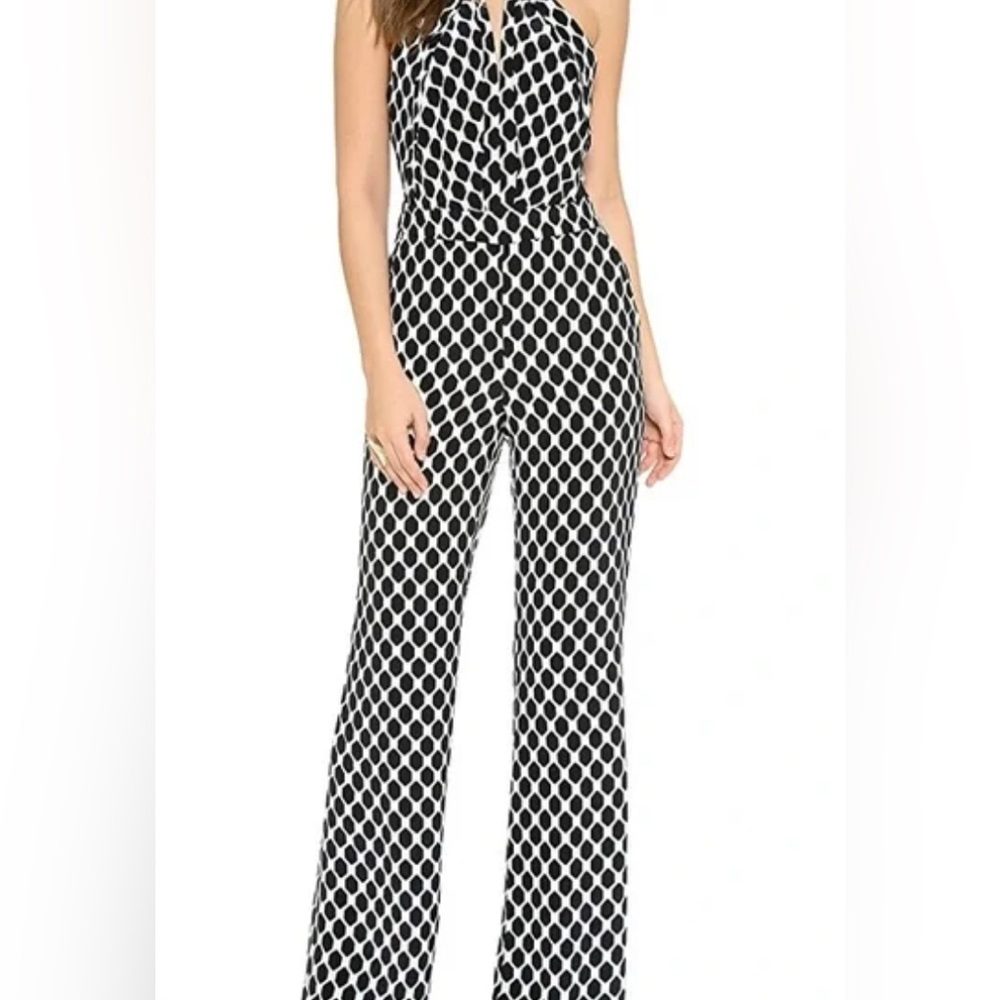 DVF Diane Von Furstenberg silk, chainlink print Jumpsuit with pockets.